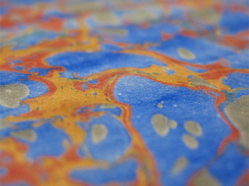 venetian marbled paper orange and blue