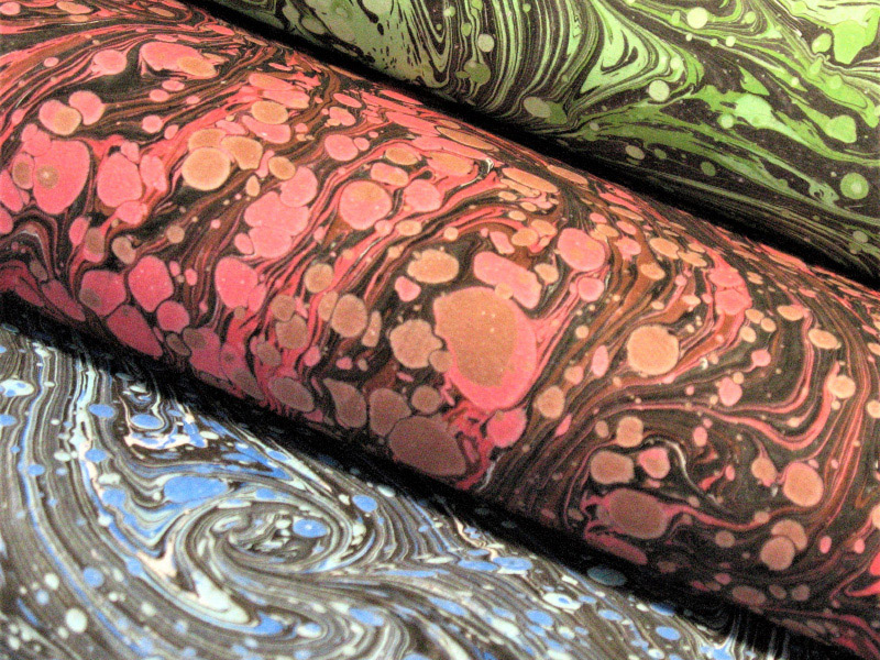 rolls of Venetian marbled paper